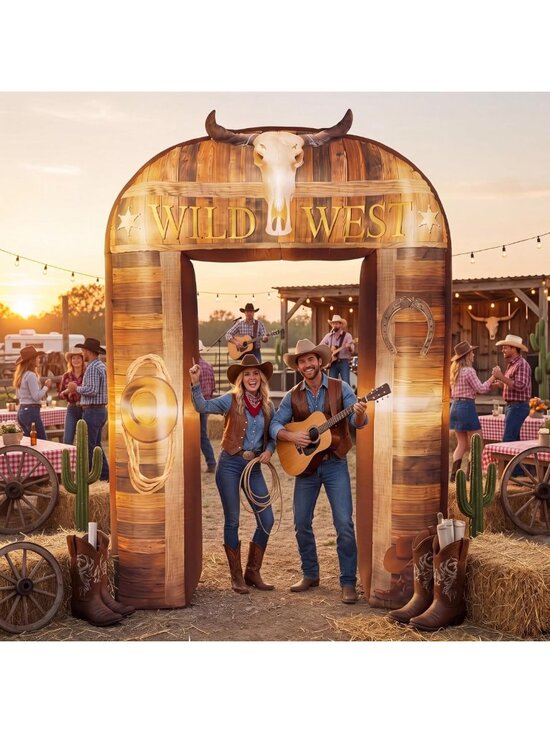 Gate Theme Event Party Supplies | Western Cowboy Inflatable Archway 82 Ft Party Decor ...